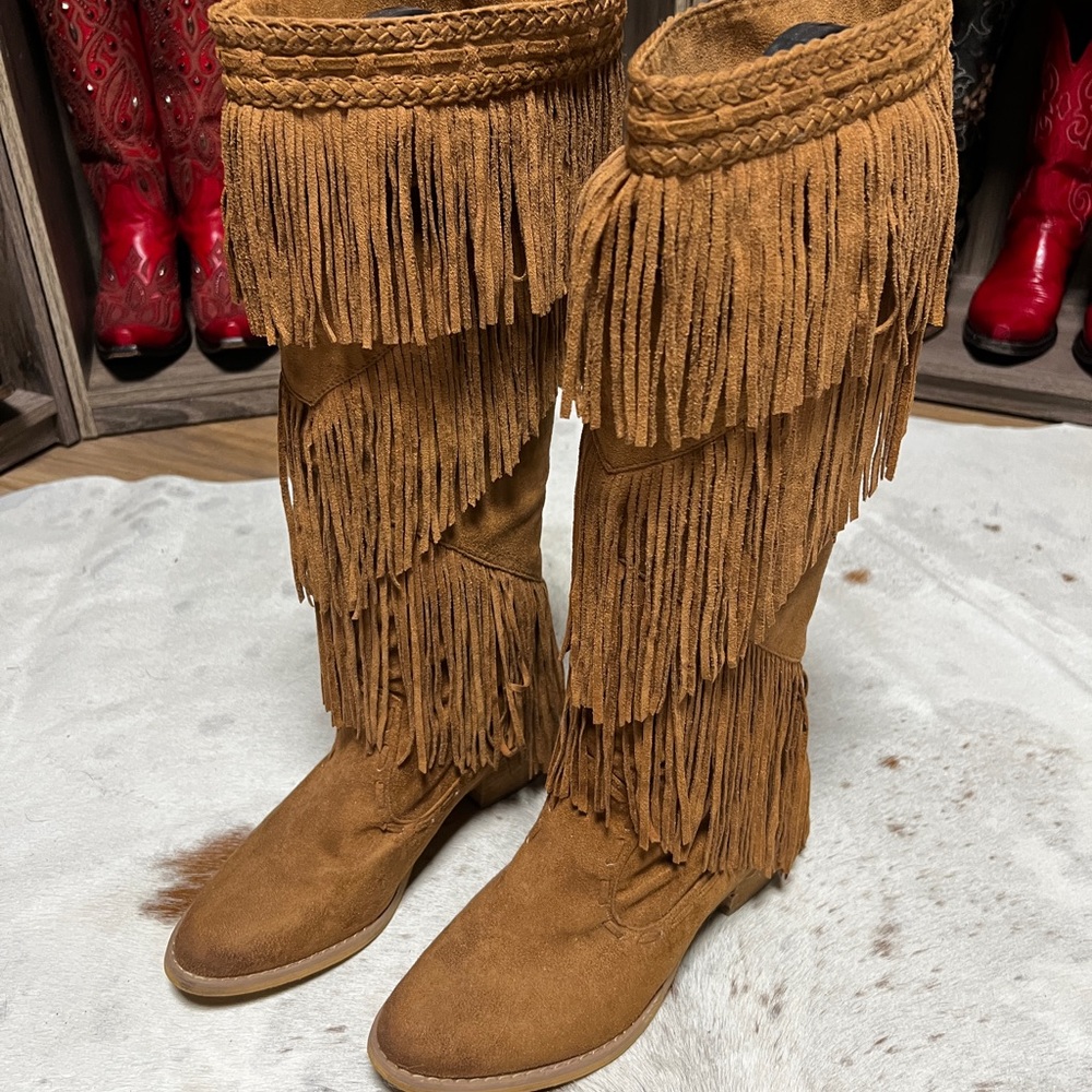 Tall Navajo Fringe Suede Boots